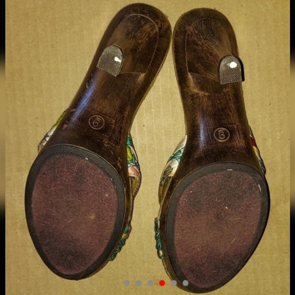 O ring paisley band wood accent platform high heels - Picture 4 of 6